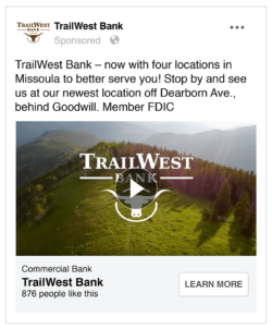 TrailWest Bank Facebook ad campaign