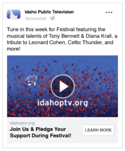 Idaho Public Television Facebook ad campaign