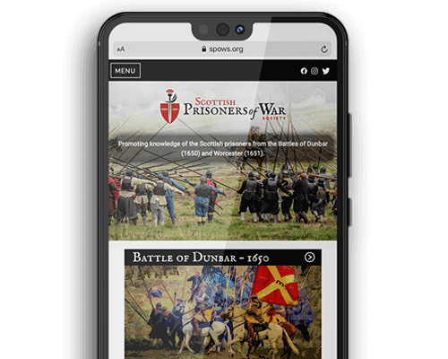 Scottish Prisoners of War website on a mobile phone